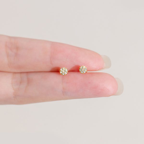 Silver Stud Earrings Simple Graceful Round Full Diamond