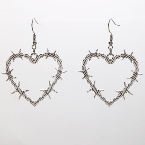 Simple Barbed Wire Creative Heart-shaped Alloy Thorn Earrings