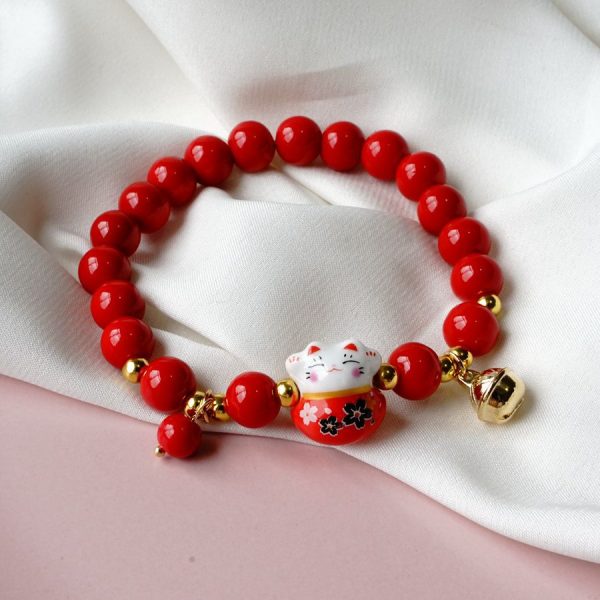 Simple Red Beaded Woven Bracelet