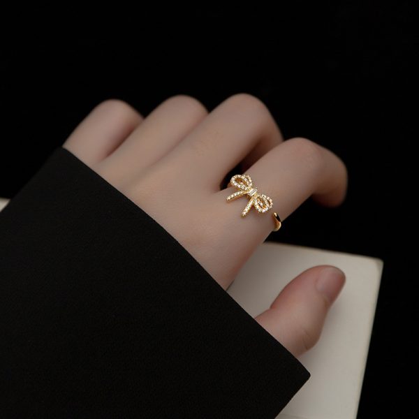 Korean Girly Diamond Studded Hollow Ring