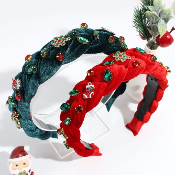 Snowflake Light Luxury All-match Hair Accessories Christmas Wide-brimmed Twist Braid Rhinestone Headband