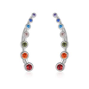 925 Sterling Silver Rainbow Chakra Earrings Yoga Jewelry for Women Girls