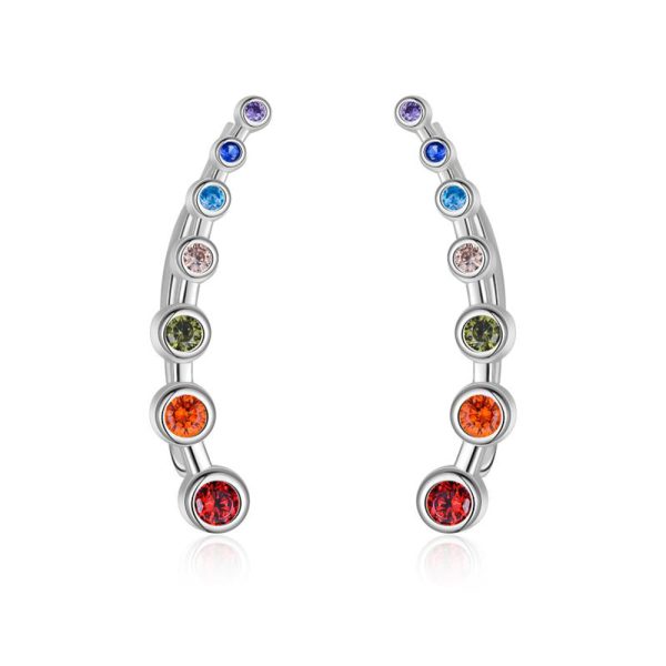 925 Sterling Silver Rainbow Chakra Earrings Yoga Jewelry for Women Girls