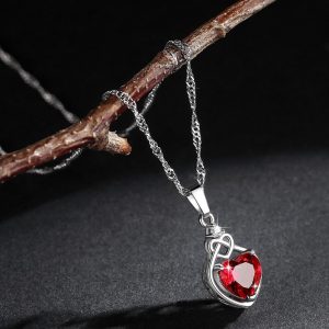 Heart-shaped Zircon Necklace Ear Stud Ring Suit