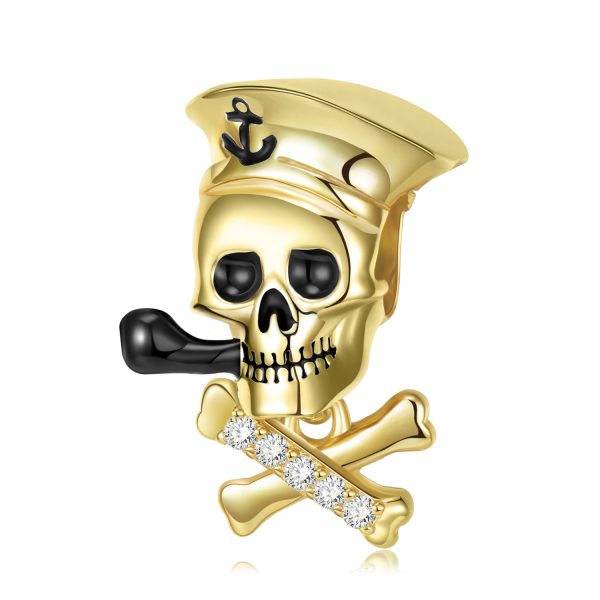 Pirate Captain Beads Little Popular Design Punk Style S925 Sterling Silver Diy Accessories