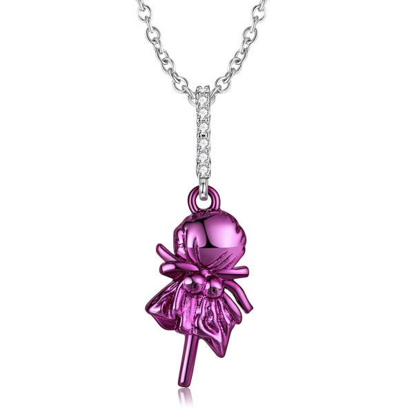 Original S925 Sterling Silver Electroplating Gold Purple Lollipop Necklace