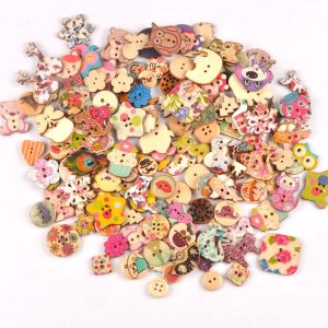 Multicolor Wooden Button Mixed Clothing Metal Button