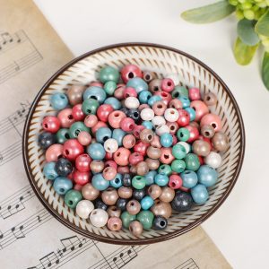 DIY Handmade Beaded Jewelry Accessories Pearl Powder Wooden Round Beads