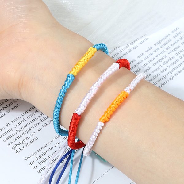 Woven Jin Gang Knot Red Rope Hand Jewelry Interval Creative Combination Matching Simulation Flag Colors