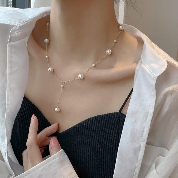 Pearl American 14K Gilded Non-fading Super Fairy Scattered Starry Necklace Clavicle Chain All-match