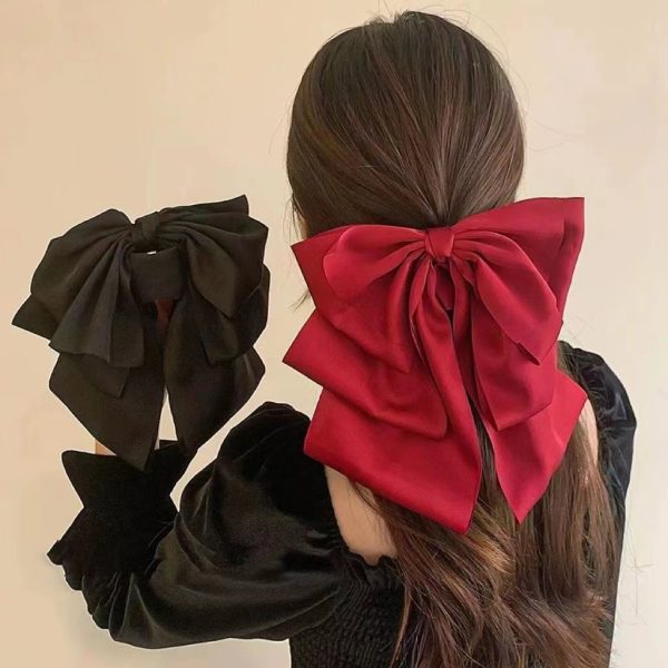 French Gentle Graceful Satin Oversized Bow Ribbon Hairpin