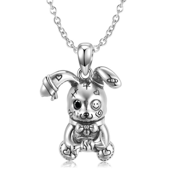 Creative Violence Doll Rabbit Pendant Necklace S925 Sterling Silver Sterling Silver Personality Unisex Wind Collar Chain