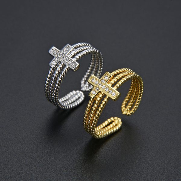 Multilayer Diamond Zircon Cross Ring Opening Adjustable