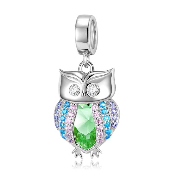 Original Design Owl Pendant Ins Wind Diy Beaded Bracelet Necklace S925 Sterling Silver