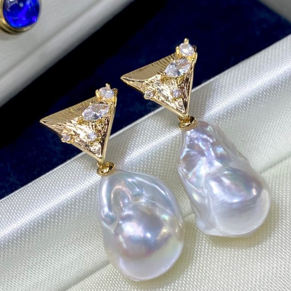 New Natural Baroque Shaped Pearl Earrings