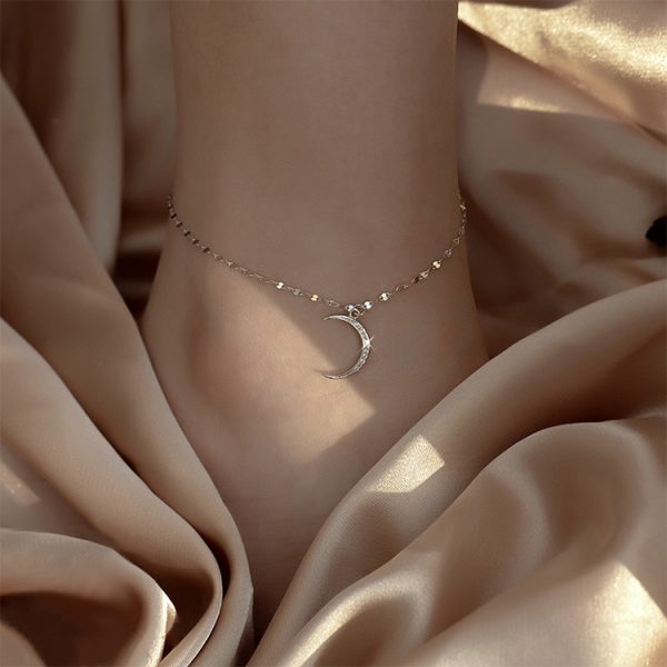 S925 Sterling Silver Gold-plated Moon Anklet Women's Light Luxury