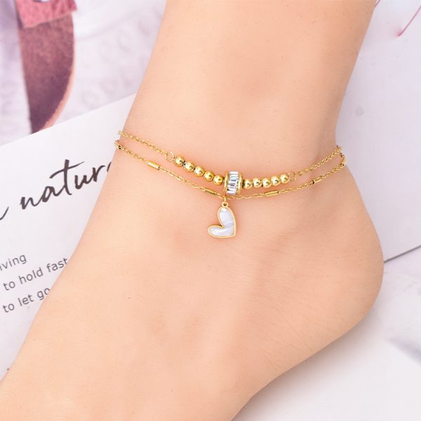 Zircon Transfer Beads Double-circle Anklet