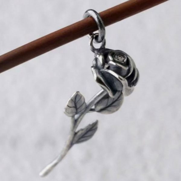 Sterling Silver Accessories Rose Side Pendant