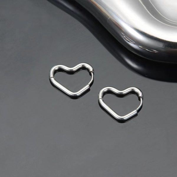 Stainless Steel Love Heart Shape Earrings Women's Simple Peach Heart