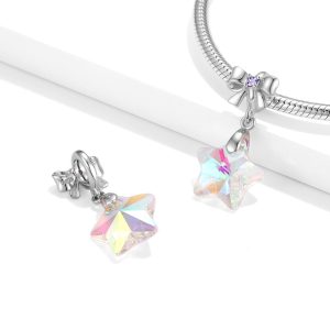 Fluorescent Color Five Pointed Star Crystal Pendant Female Fashion Niche Diy Jewelry Necklace Accessories