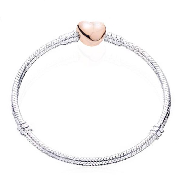 Two-tone Heart-shaped Snake Bones Chain Bracelet