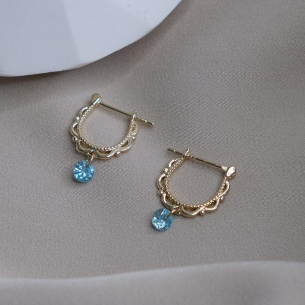 Handmade Deep Sea Blue Zircon Lace Ear Clip