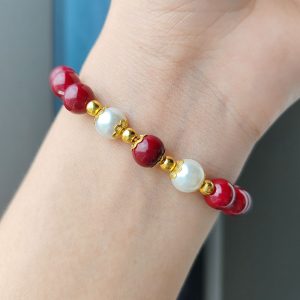 Glaze Cinnabar All-match Shell Pearl And Pearl Fashion Bracelet