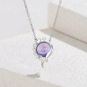 925 Sterling Silver Mori Style Iris Tectorum Necklace For Women