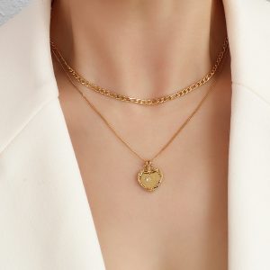 Cold Style Ornament Niche Design Peach Heart-shaped Pendant Double-layer Necklace