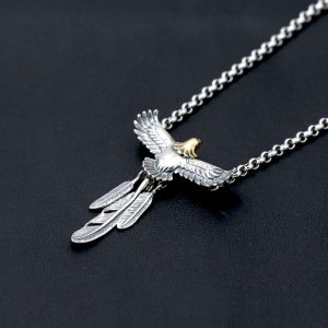 S925 Thai Silver Feather Creative Eagle Pendant