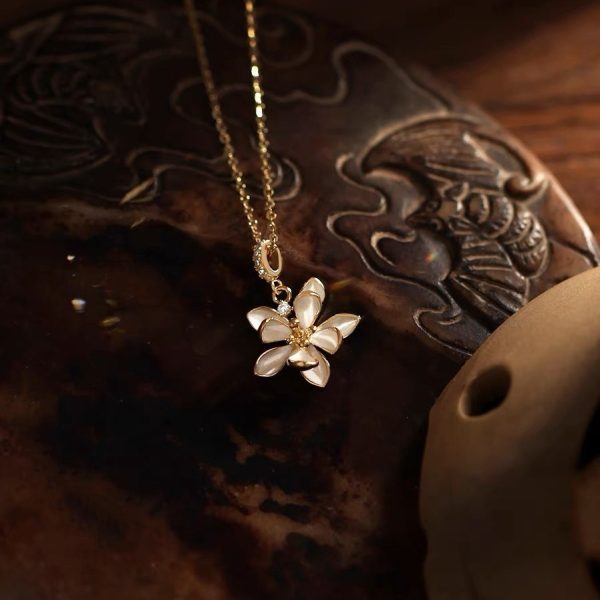 S925 Sterling Silver Orchid Bell Flower Necklace For Women