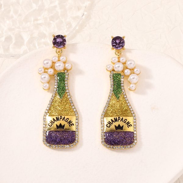 Light Luxury Carnival Cute Wine Bottle Trendy Grace Versatile New Earrings