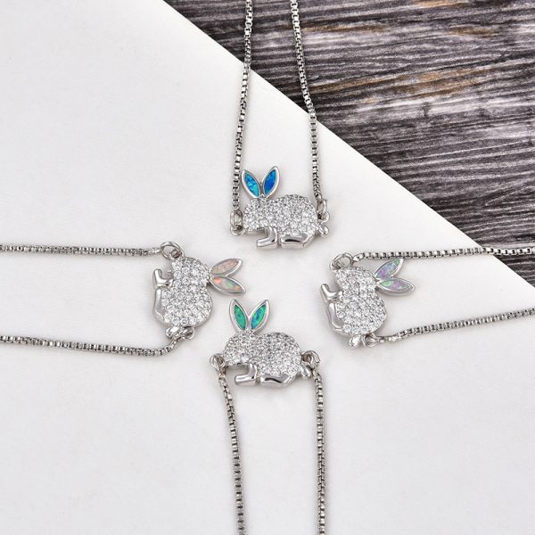 Copper New Handmade DIY Clothing Sccessories Ornament Accessories Rabbit Connector Natural Opal Zircon Bracelet For Women