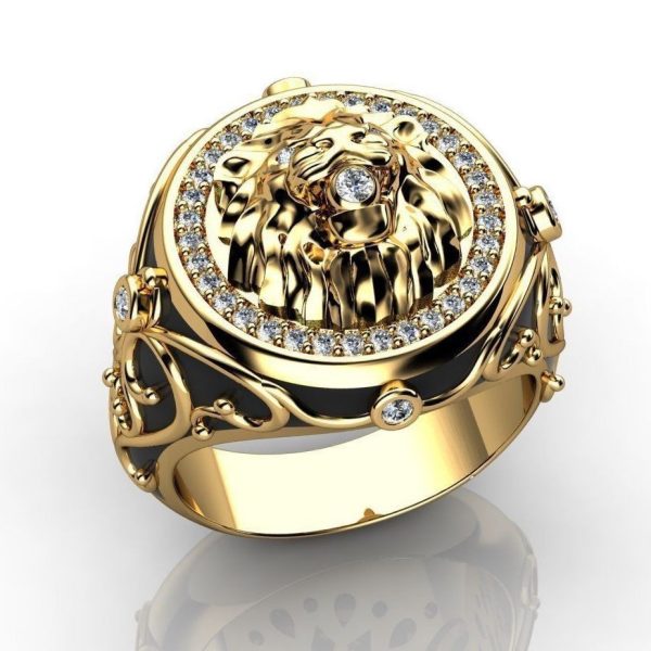 Full Rhinestone Zircon Lion Punk Men's And Women's Ring