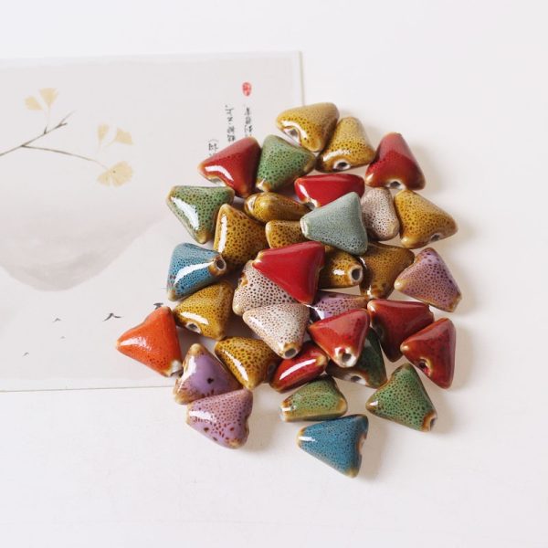 Ornament Accessories Flower Glaze Triangle Beads 16mm