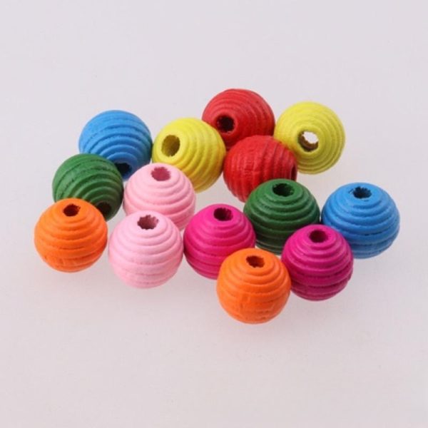 Green Paint Color Thread Wooden Bead Diy Children's Ornaments Bead Accessories