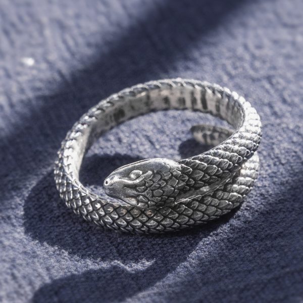 Snake Retro 999 Silver Ring Ornament