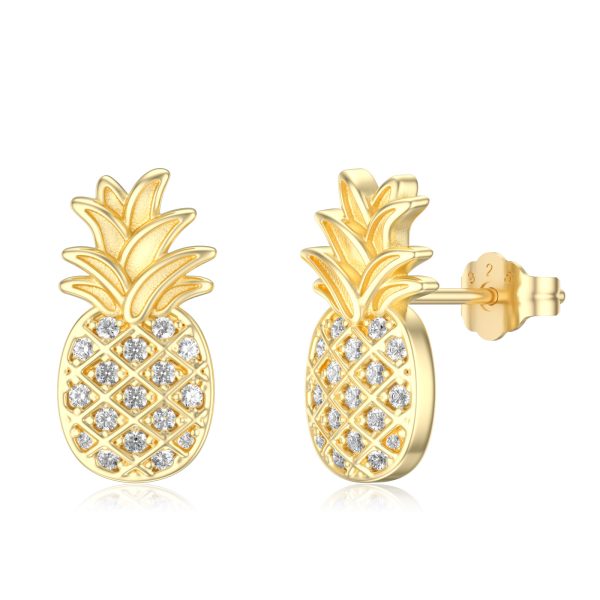 Pineapple Earrings Sterling Silver Pineapple Stud Earrings Hypoallergenic Earrings Jewelry