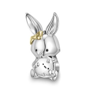 Lovely Rabbit Beads S925 Silver 14K Gold Beads Girls Bracelet Diy Accessories String Beads