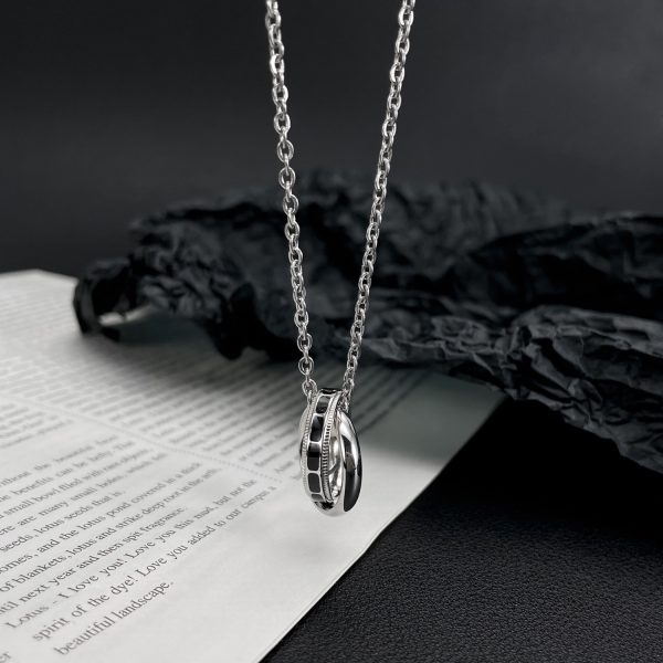 Stainless Steel Double Ring Pendant Necklace