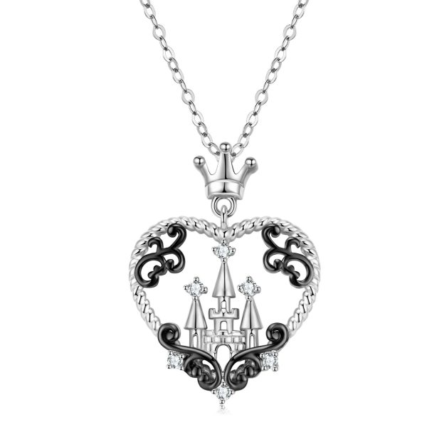 S925 Sterling Silver Crown Castle Small Design Pendant Sweater Chain