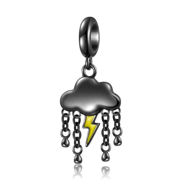 S925 Sterling Silver Plated Black Gold Thunder Rain Pendant Creative Dark Bracelet Diy Accessories