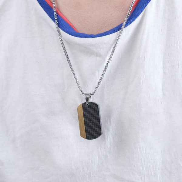 Men's Stainless Steel Necklace And Pendant Solid Carbon Fiber Ornament