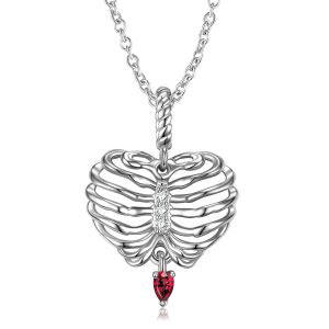 Heart Shaped Skeleton Necklace Women's Fashion Versatile Ins Style S925 Sterling Silver Sweater Chain