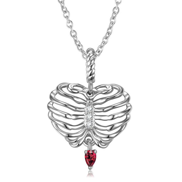 Heart Shaped Skeleton Necklace Women's Fashion Versatile Ins Style S925 Sterling Silver Sweater Chain