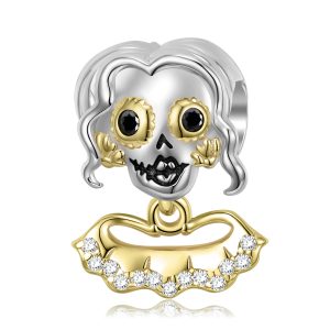 Original Skull Lady Beads Gold-plated Fashion Personality Diy Beads 925 Silver Jewelry