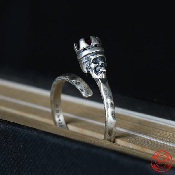 S925 Sterling Silver Diamond Skull Ring