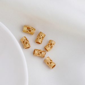 14K Gold-plated Color Retention Hollow W Elbow Spacer Beads