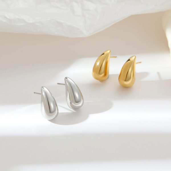 Water Drop-shaped Cool Style Simple Personality Glossy High-grade All-match Earrings