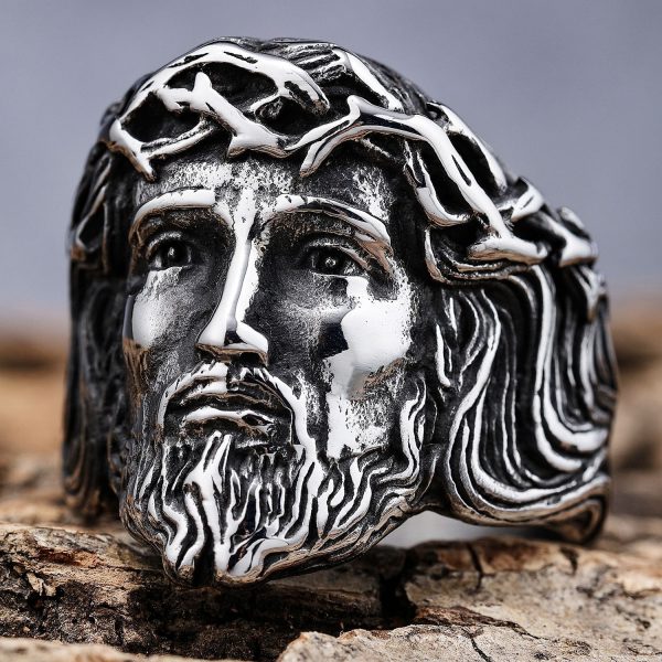 Summer Creative Retro Personality Avatar Stainless Steel Men's Ring